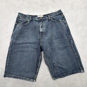 Y2K Brooklyn Express Mens Jean‎ Shorts Size 42 Denim Pockets Embroidered Baggy